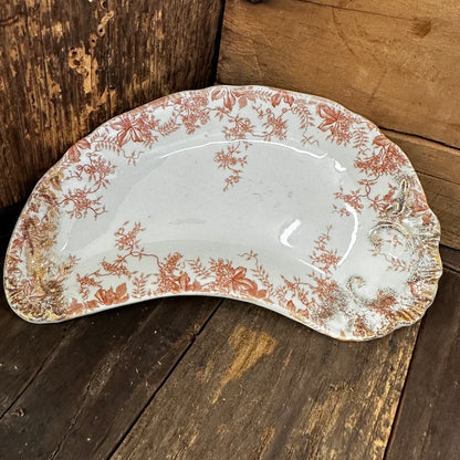 Bone Dish Eulalie Pattern J&G Meakin Brown Orange Transferware English Ironstone Hanley England