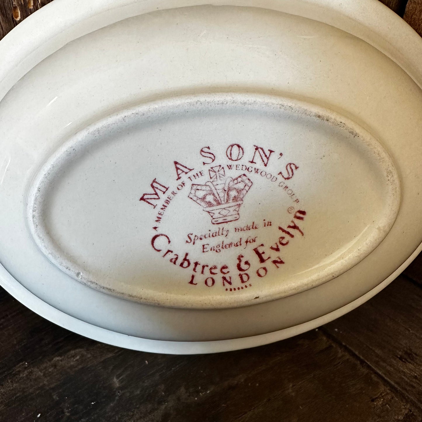 Vintage Mason's for Crabtree & Evelyn Red Floral Transferware Soap Dish