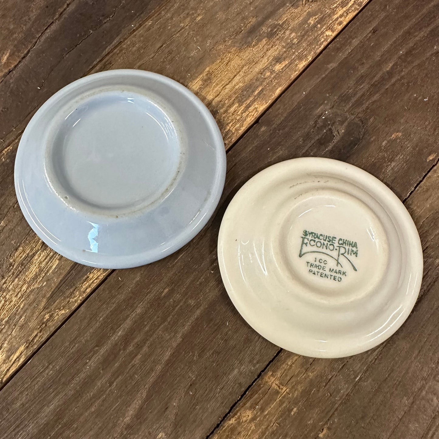 Chunky Blue Butter Pats Syracuse Econo-Rim Restaurantware Unmarked Ironstone