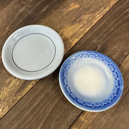 Chunky Blue Butter Pats Syracuse Econo-Rim Restaurantware Unmarked Ironstone