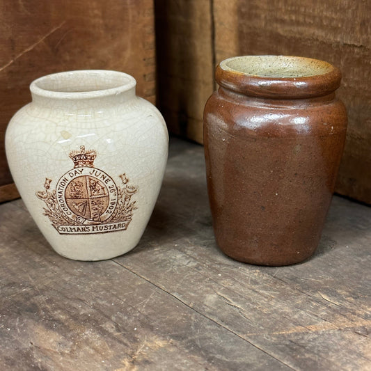 Mintons Colman's Mustard King Edward VII Coronation Commemorative Pot 1021 1022