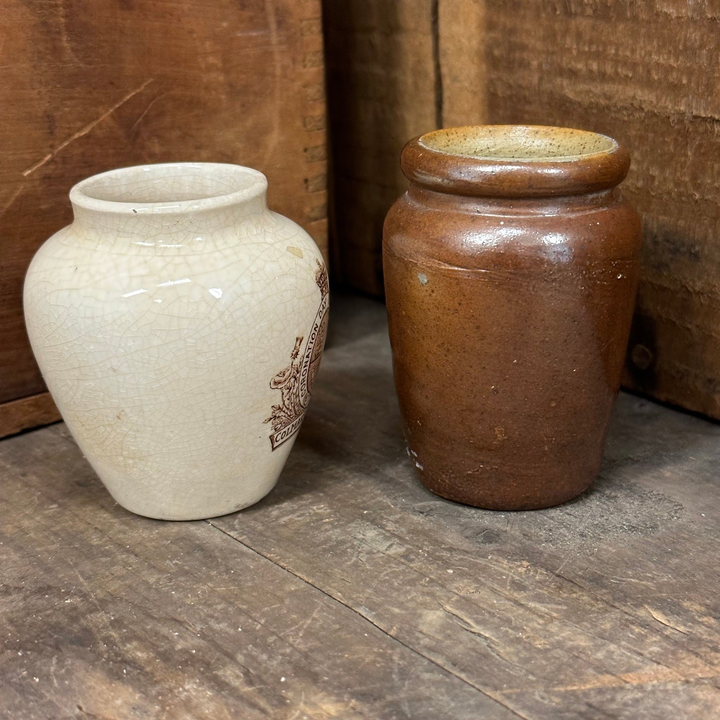 Mintons Colman's Mustard King Edward VII Coronation Commemorative Pot 1021 1022