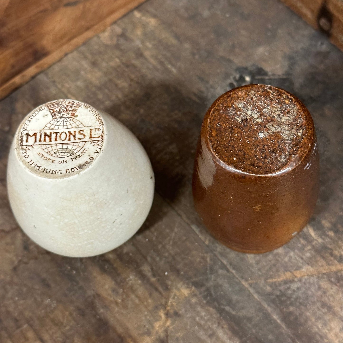 Mintons Colman's Mustard King Edward VII Coronation Commemorative Pot 1021 1022