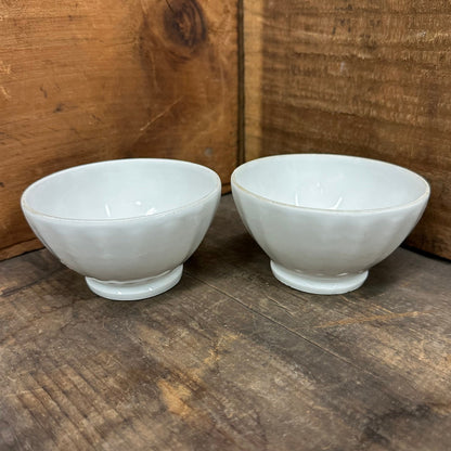 White Café au Lait Bowls Simple Fluted French 1035 1036