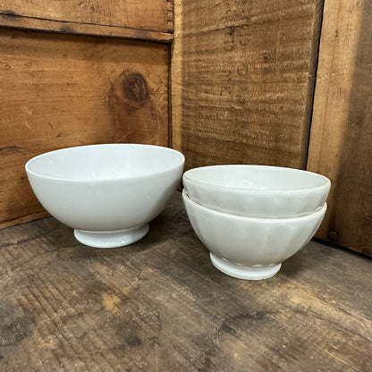 White Café au Lait Bowls Simple Fluted French 1035 1036