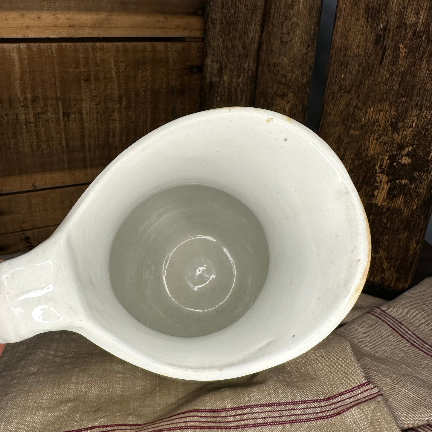 White Ironstone Pitcher Tall Unmarked 1044