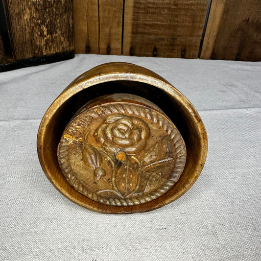 Fine Carved Rose Flower Butter Press Treen 1060