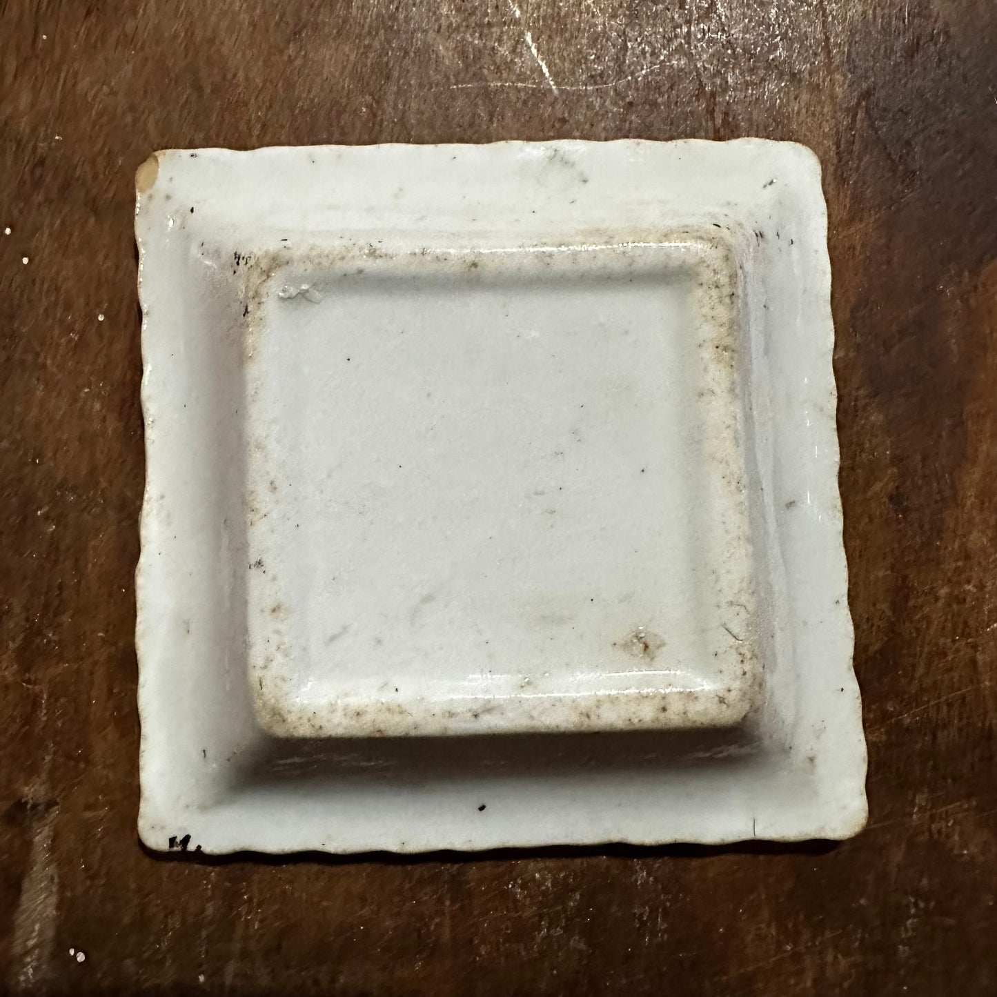 Set of 4 Square Butter Pats Brown Transferware White Ironstone Ridgways Smith Ford & Jones 1096