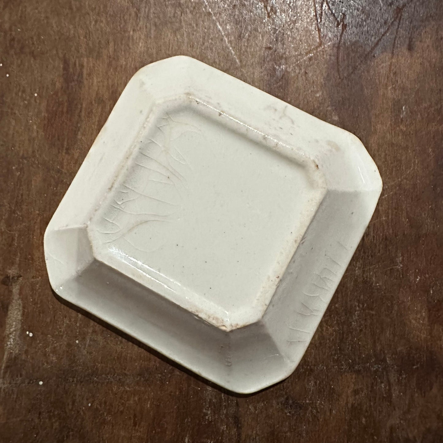 Set of 4 Square Butter Pats Brown Transferware White Ironstone Ridgways Smith Ford & Jones 1096