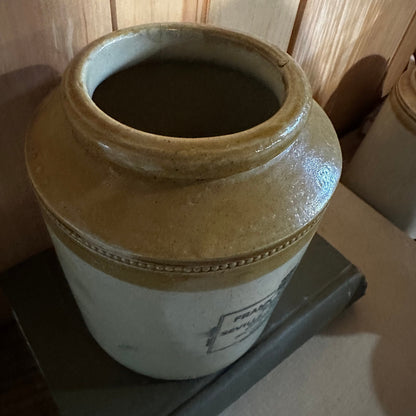 Antique Frank Cooper Rare 5 Pound Brown Top Jar Pot Crock Marmalade English Advertising
