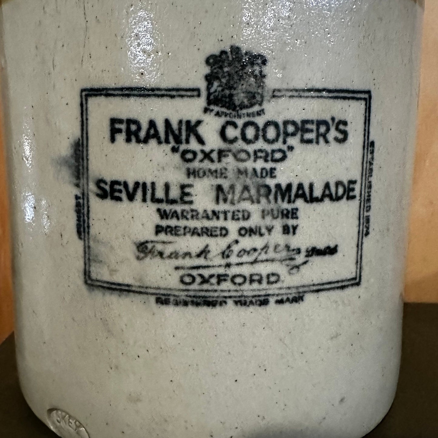 Antique Frank Cooper Rare 5 Pound Brown Top Jar Pot Crock Marmalade English Advertising