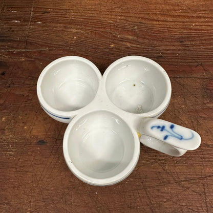 Blue Onion Ceramic Condiment Dish Three Reservoir